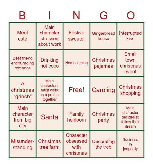 Hallmark Movie Bingo Card