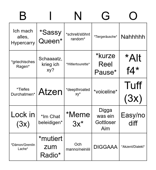 Alex daddelt neu Bingo Card