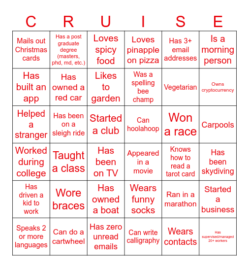 Danube Bingo Card