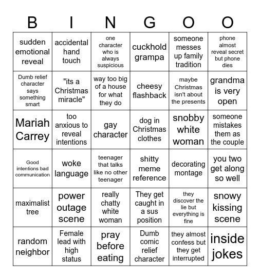 Rom Com Cliche' Bingo Card