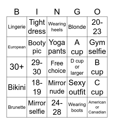 Nude bingo Card