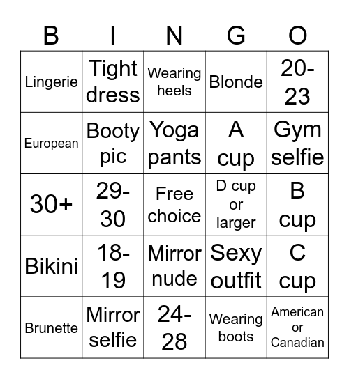 Nude bingo Card