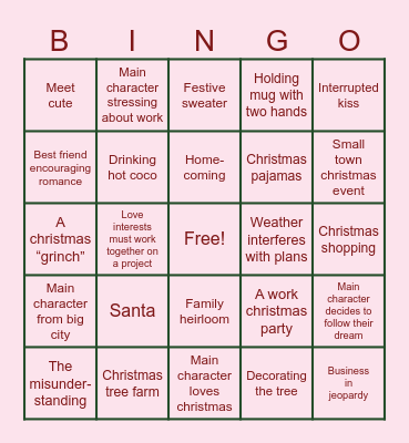 Hallmark Movie Bingo Card