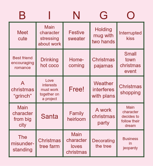 Hallmark Movie Bingo Card