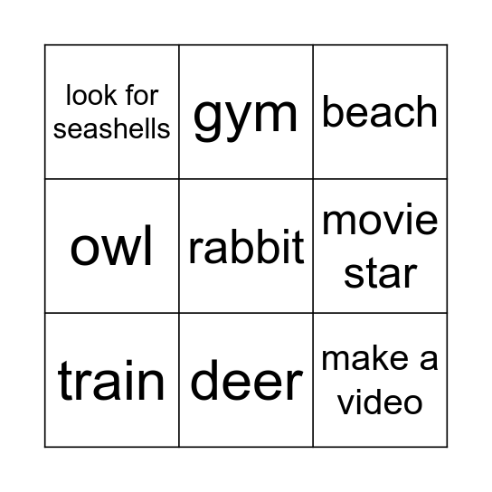 Kids 3 2025 Vocabulary Bingo Card