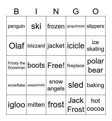 Winter Bingo Card