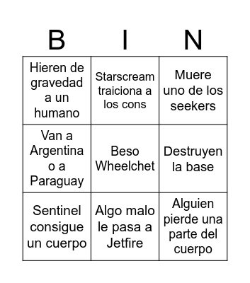 The Bingo To End All Bingos Bingo Card