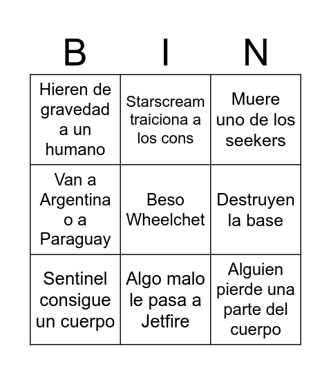 The Bingo To End All Bingos Bingo Card