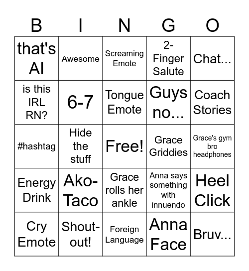 Wendell Bingo Card