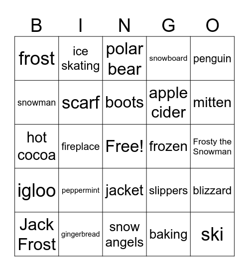 Winter Bingo Card