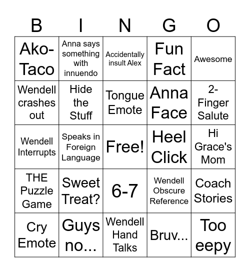 Grace Bingo Card