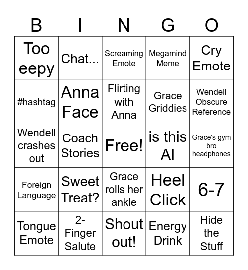 Anna Bingo Card
