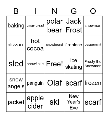Winter Bingo Card