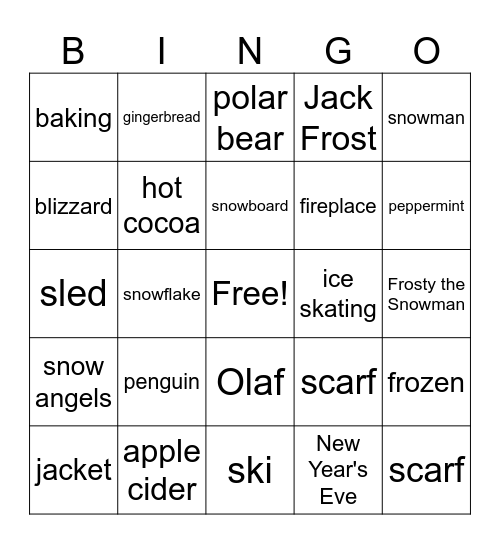 Winter Bingo Card