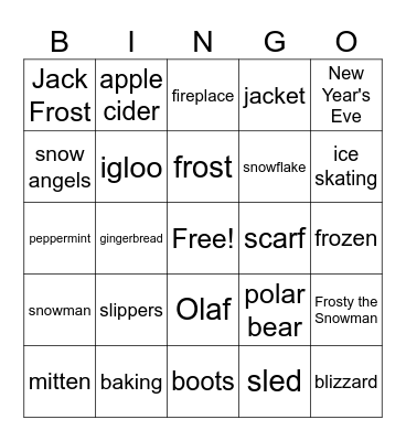 Winter Bingo Card