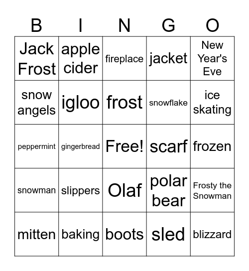 Winter Bingo Card