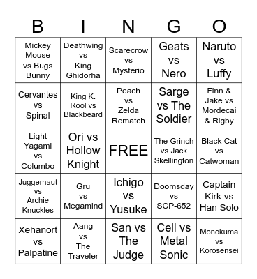 Death Battle '26 Bingo Card
