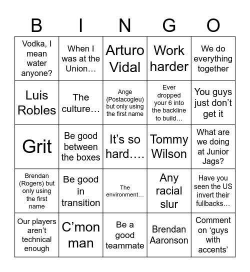 MLS Fest Bingo Card