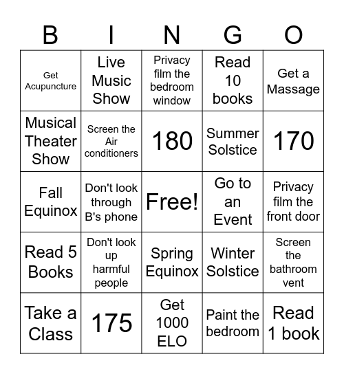 2026 Bingo Card