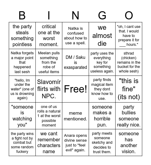Untitled Bingo Card