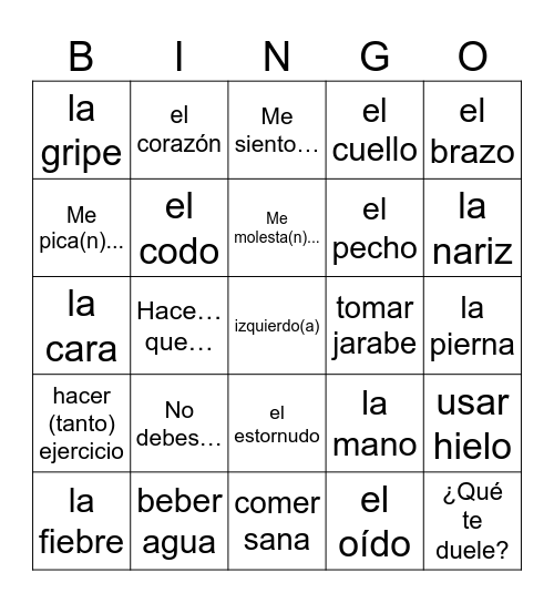 SALUD Bingo Card