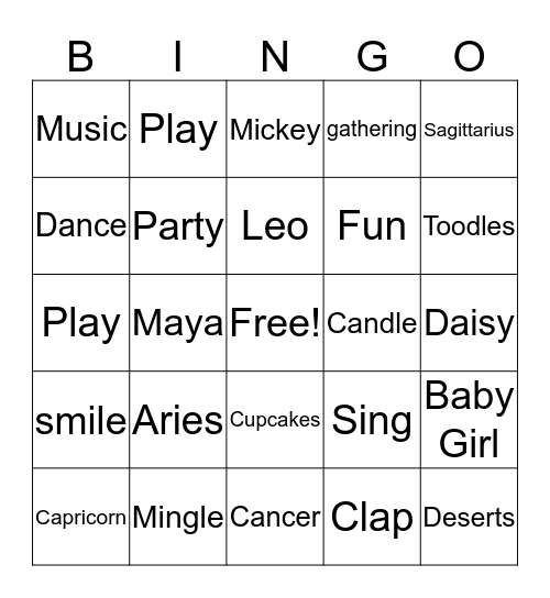 MAYA'S FIRST BIRTHDAY! Bingo Card