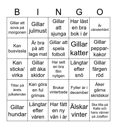 Vinterbingo Card