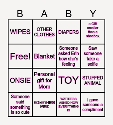 FOUR Ever LOVED 🩷🍼 Bingo Card