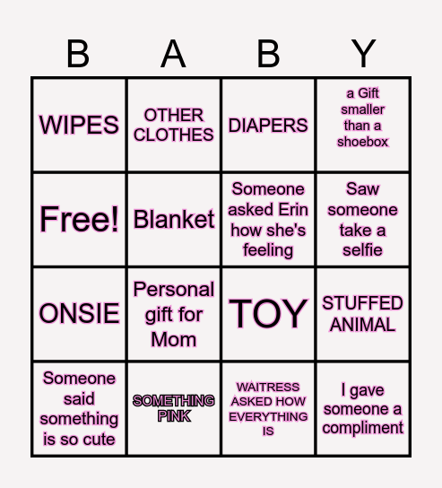 FOUR Ever LOVED 🩷🍼 Bingo Card