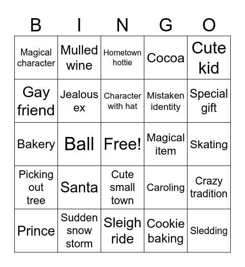 Hallmark Xmas Bingo Card