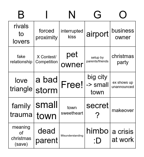 hallmark Bingo Card