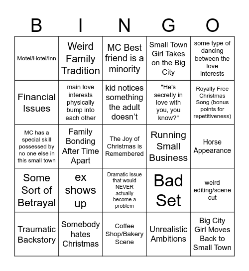 Lifetime Movie Bingo Card
