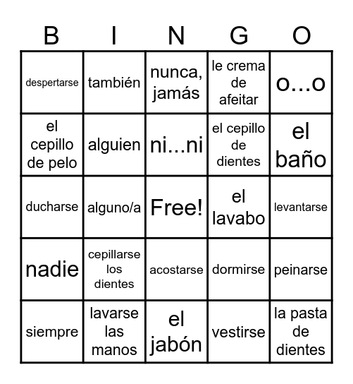 S2L1 Indefinite & Negative Words Bingo Card