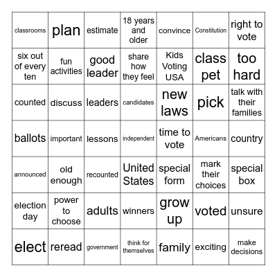 Every Vote Counts! Bingo Card