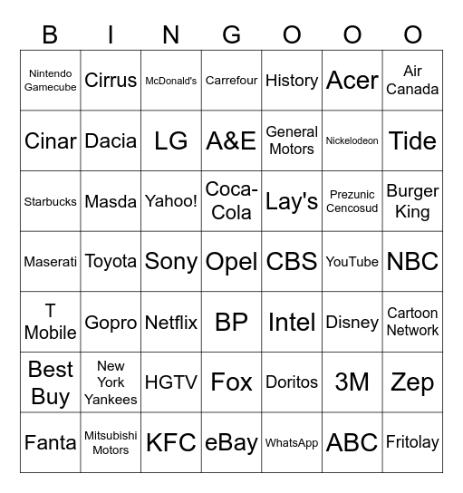 Logos Bingo Card