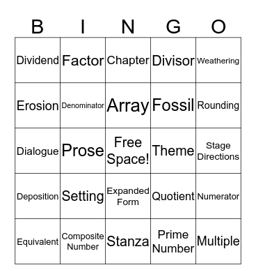 Word Wall Bingo Card