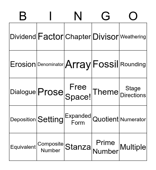 Word Wall Bingo Card