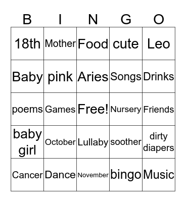 MAYA'S FIRST BIRTHDAY! Bingo Card