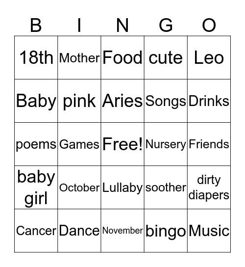 MAYA'S FIRST BIRTHDAY! Bingo Card