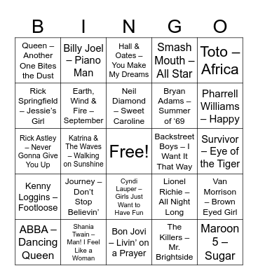 Feel-Good Sing-Alongs Bingo Card
