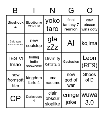 Honk Honk TGA Bingo Card