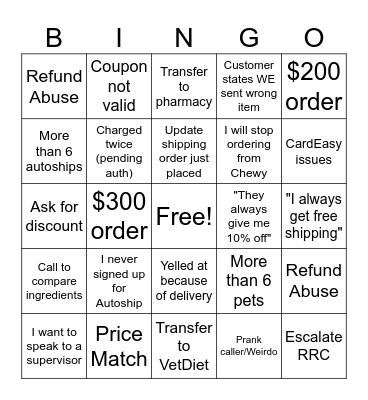 CSR Bingo Card