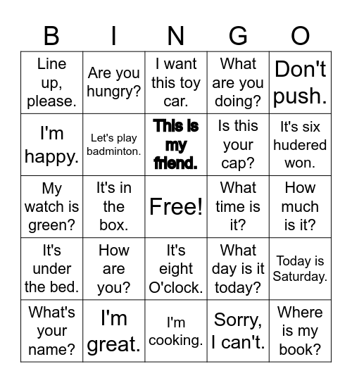 4th Grade Review Bingo Card