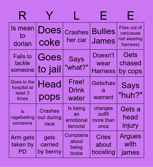 Rylee Bingo Card