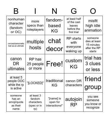 drrp bingo revamp Bingo Card