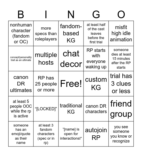 drrp bingo revamp Bingo Card
