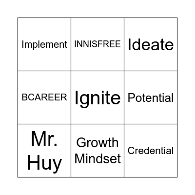 BCAREER 4.0 Bingo Card