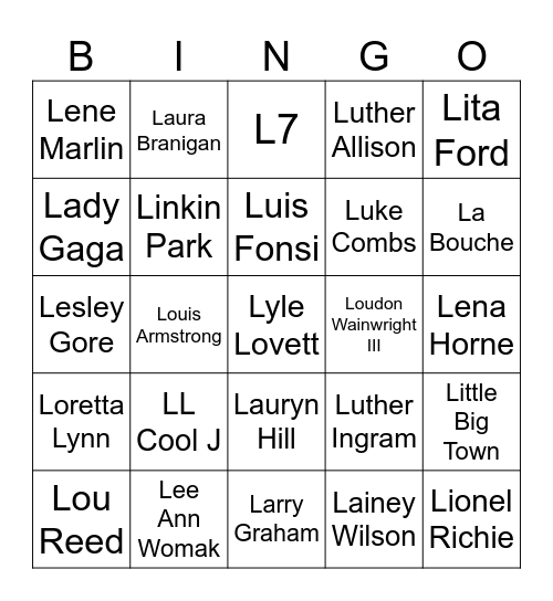 Flamingo Music Bingo: Game 2 Bingo Card