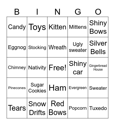 CHRISTMAS MOVIE BINGO Card