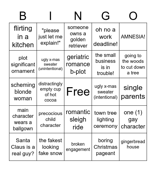 Hallmark Bingo Card
